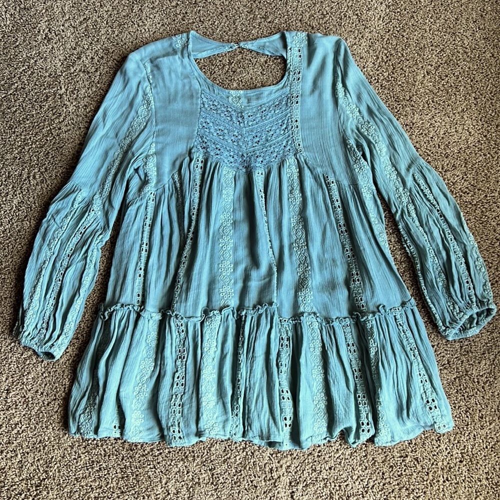 Free People Kiss Kiss Embroidered Lace Tunic